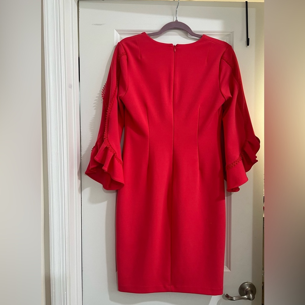 Calvin Klein Tiered Bell Sleeve Sheath Dress - Picture 7 of 8